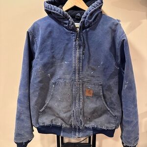 Vintage Carhartt Faded Thrashed Hooded Distress Work Jacket